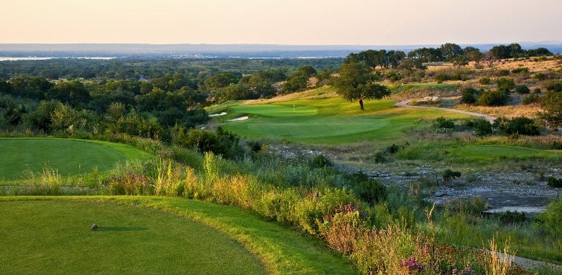 Landscape golf course green with foliage