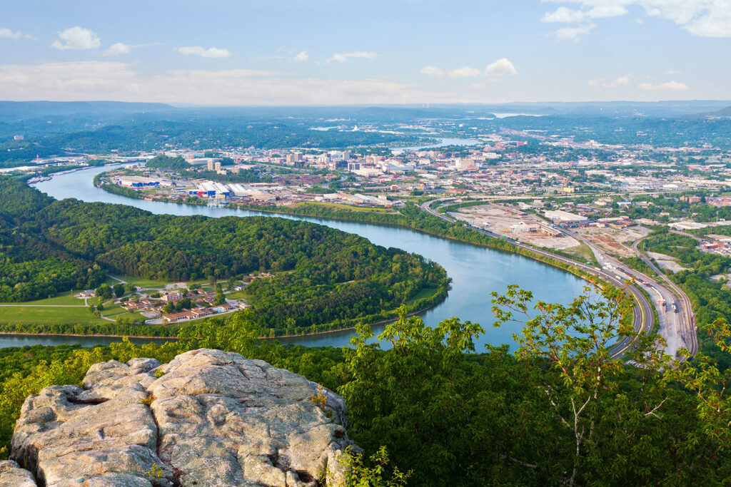 Tennessee River flows through the city providing income.