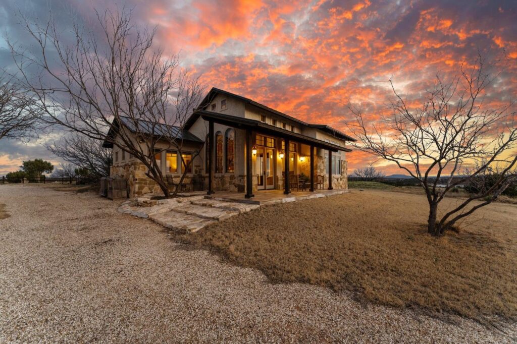 Tuscan-inspired home at sunset