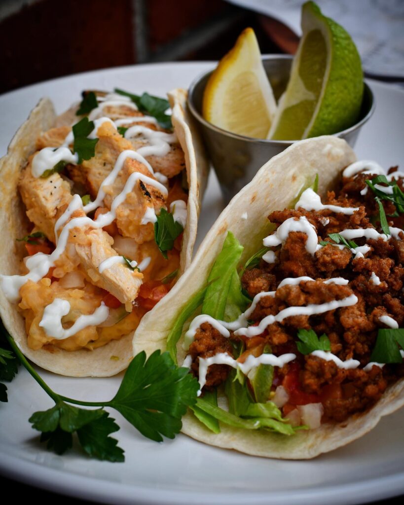 Chicken taco and beef taco