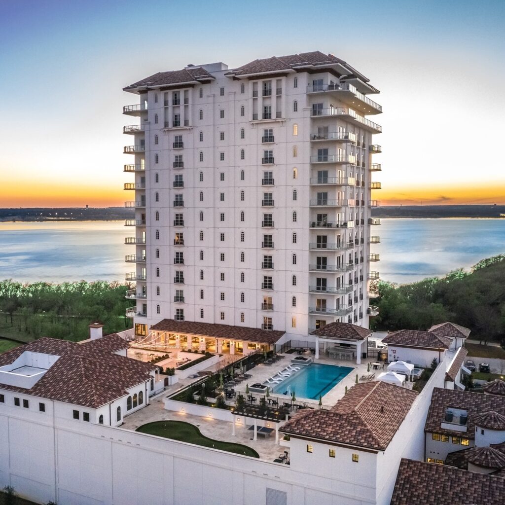 Lakeside tower with pool beside Lake Grapevine.